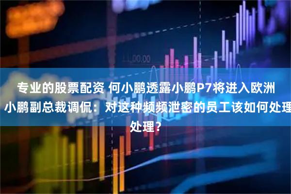 专业的股票配资 何小鹏透露小鹏P7将进入欧洲，小鹏副总裁调侃：对这种频频泄密的员工该如何处理？
