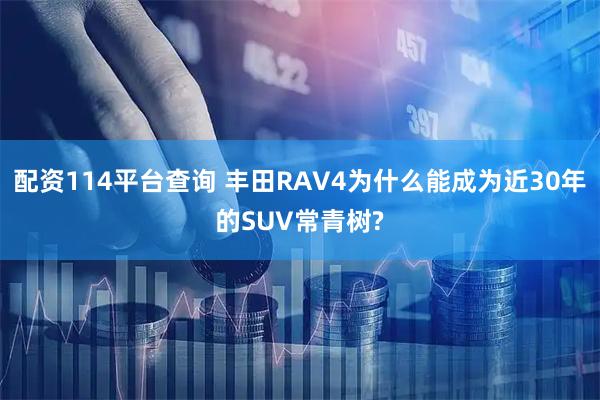 配资114平台查询 丰田RAV4为什么能成为近30年的SUV常青树?